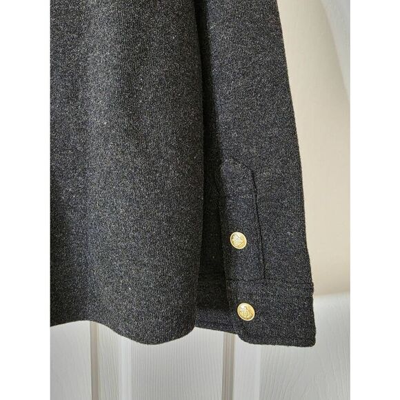 J. Crew Wool Blend Shirt Jacket Womens Large Charcoal Grey Gray Gold Buttons L - Picture 10 of 10